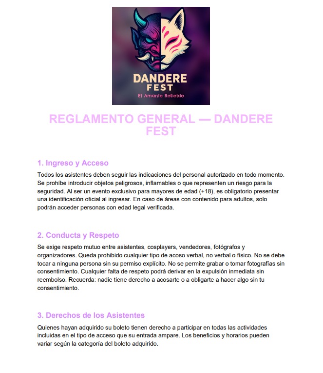 Reglamento Dandere Fest Parte 1